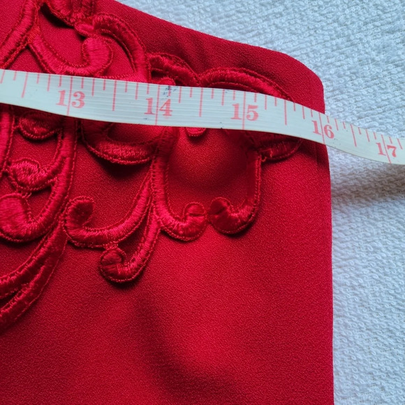 Jackie K Red Strapless Sleeveless Red Sheath Dress Back Slit Size 8 - Picture 10 of 12